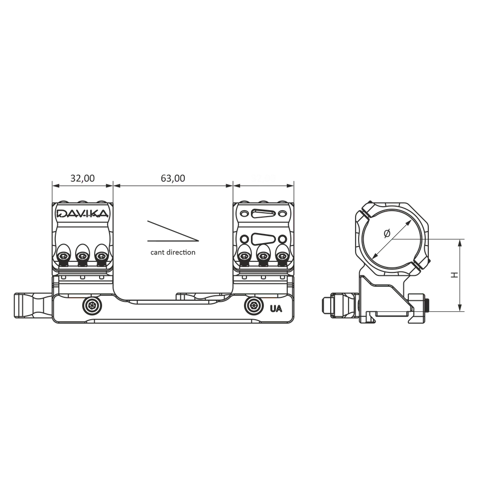 34 mm optikas stiprinājums | Picatinny QD Ergo bāze