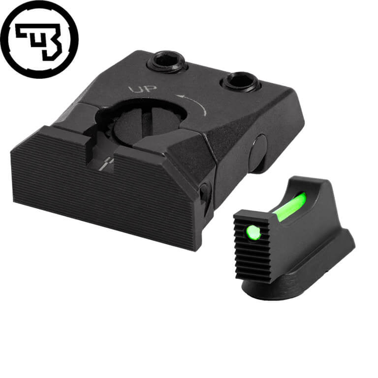 CZ Shadow 2, CZ 75 SP-01 Shadow regulējams mehānisko tēmēkļu komplekts ar šķiedru optiku | tips C