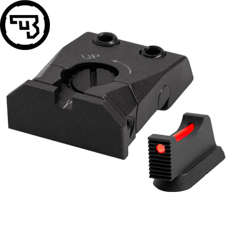 CZ Shadow 2, CZ 75 SP-01 Shadow regulējams mehānisko tēmēkļu komplekts ar šķiedru optiku | tips C