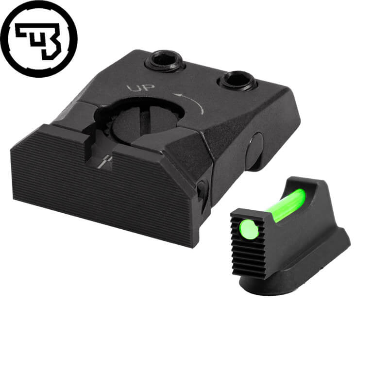 CZ Shadow 2, CZ 75 SP-01 Shadow regulējams mehānisko tēmēkļu komplekts ar šķiedru optiku | tips C