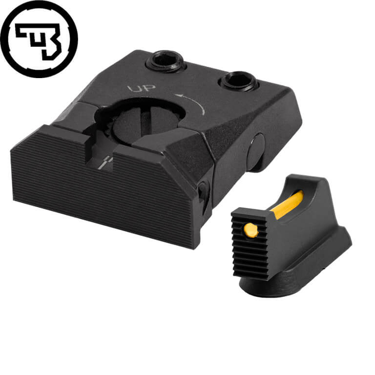 CZ Shadow 2, CZ 75 SP-01 Shadow regulējams mehānisko tēmēkļu komplekts ar šķiedru optiku | tips C