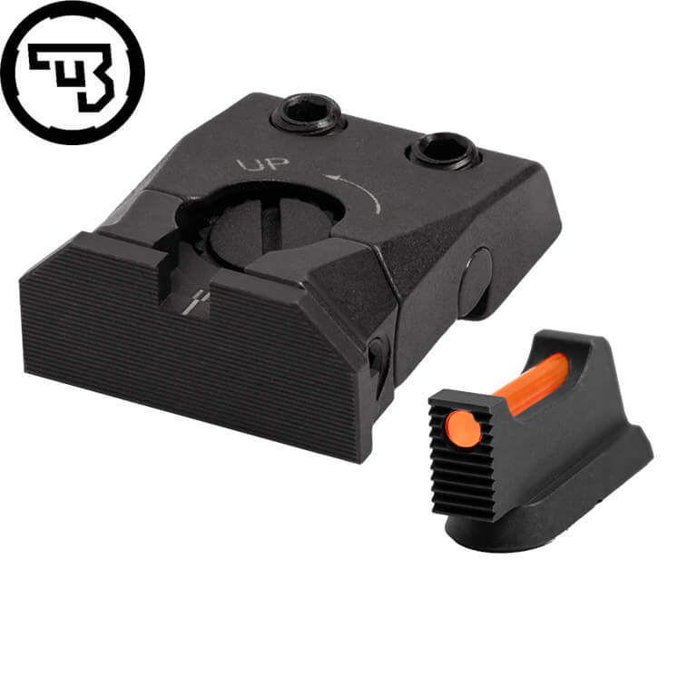 CZ Shadow 2, CZ 75 SP-01 Shadow regulējams mehānisko tēmēkļu komplekts ar šķiedru optiku | tips C