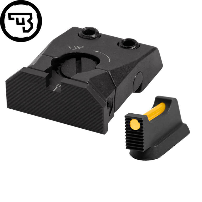 CZ Shadow 2, CZ 75 SP-01 Shadow regulējams mehānisko tēmēkļu komplekts ar šķiedru optiku | tips C