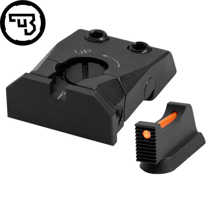 CZ Shadow 2, CZ 75 SP-01 Shadow regulējams mehānisko tēmēkļu komplekts ar šķiedru optiku | tips C