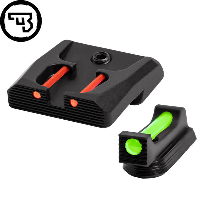 CZ P-07, CZ P-09 fiksēto tēmēkļu komplekts ar šķiedru optiku | tips B