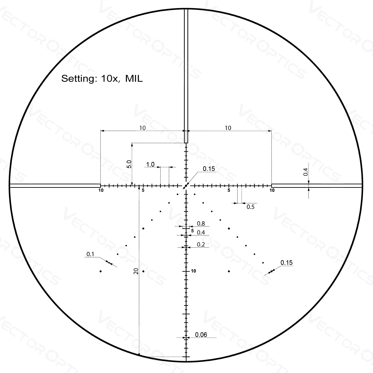 Vector Optics Veyron 10x44 SFP kompaktais šautenes optiskais tēmēklis Vector Optics