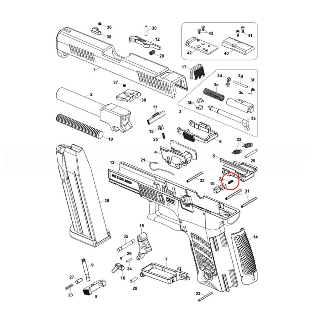 CZ P-10 sprūda stieņa atvienotāja atspere