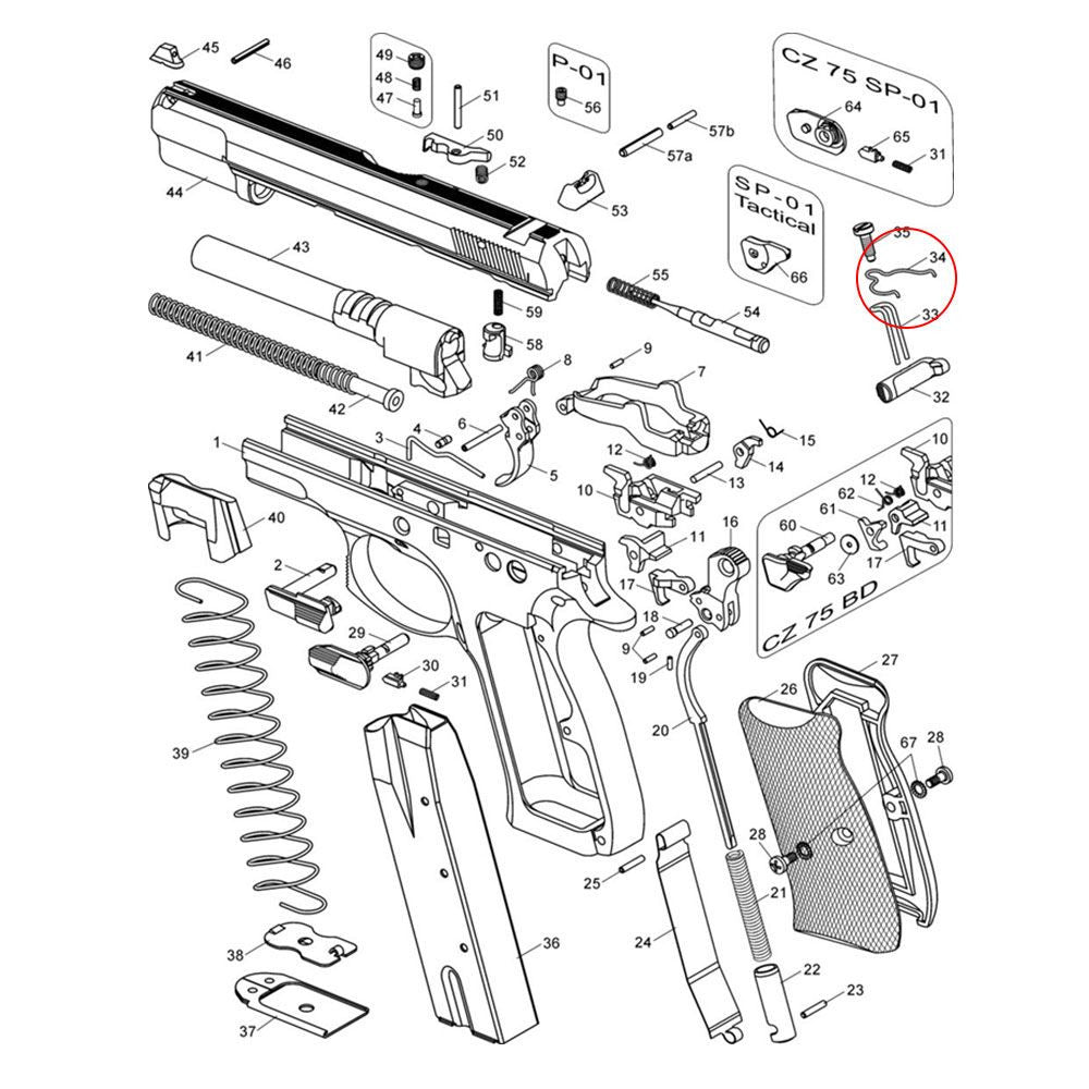 CZ Shadow 2 CZ TS 2 CZ 75B & SP-01 sacensību sprūda stieņa atspere | -15% jauda