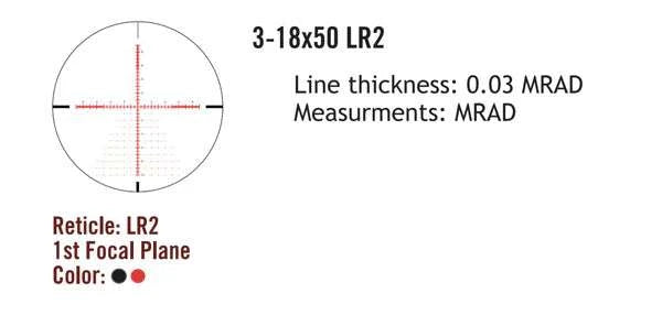 Sightmark Presidio 3-18x50 LR2 FFP šautenes tēmeklis